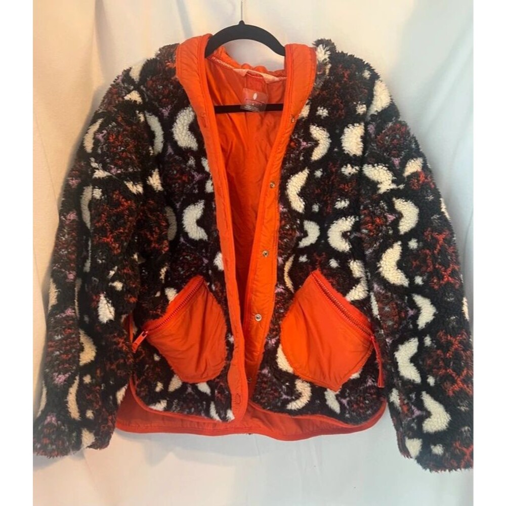 FP Movement Reversible Sherpa Fleece Jacket – Orange & Sherpa Print
